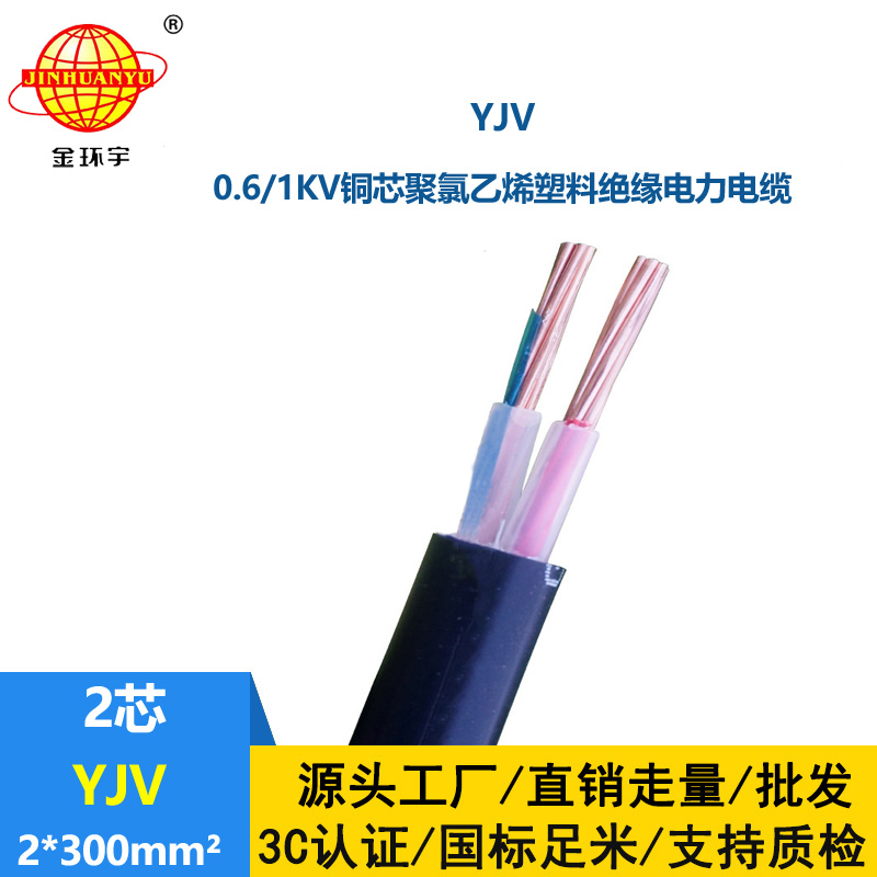 金環宇電線電纜 YJV 2x300平方 低壓電纜yjv 深圳電力電纜